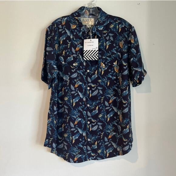 NWT Free People x Sandrine Hawaiian Print Button Down, Blue, Women’s Medium - Picture 1 of 6